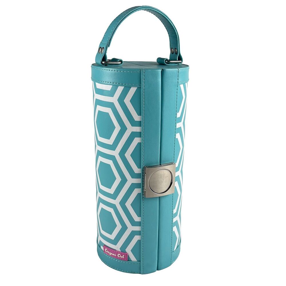 Origami Owl Mobile Jewelry Bar Travel Case Teal Geometric Organizer Storage Case